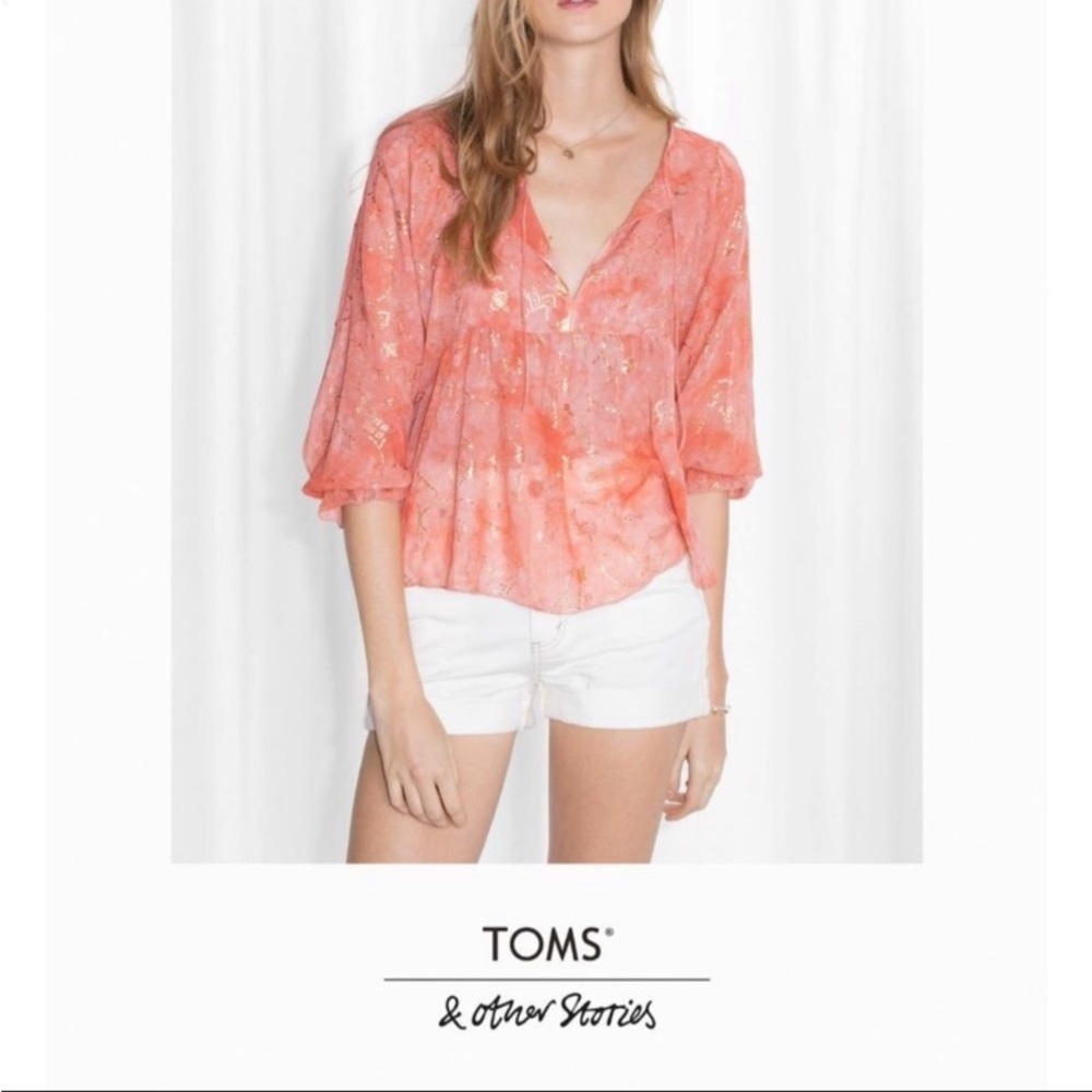 Nwt 100% Silk TOMS x & other stories long sleeve blouse Size 2